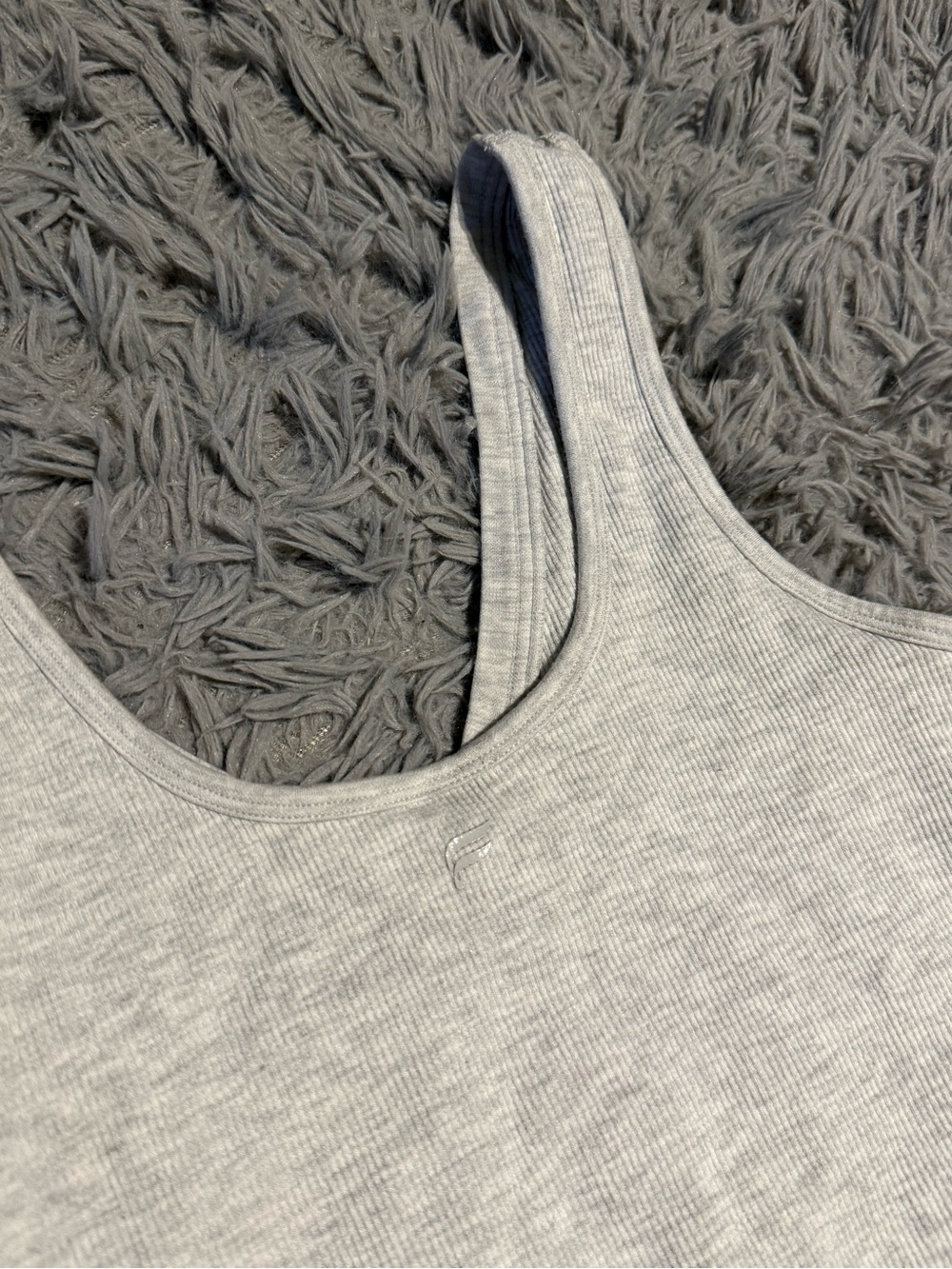 Fabletics Light Gray Ribbed V-Neck Tank - Picture 4 of 4